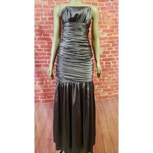 Narianna Designer Formal Size S Maxi Evening Strapless Brown Women's Dress (B10